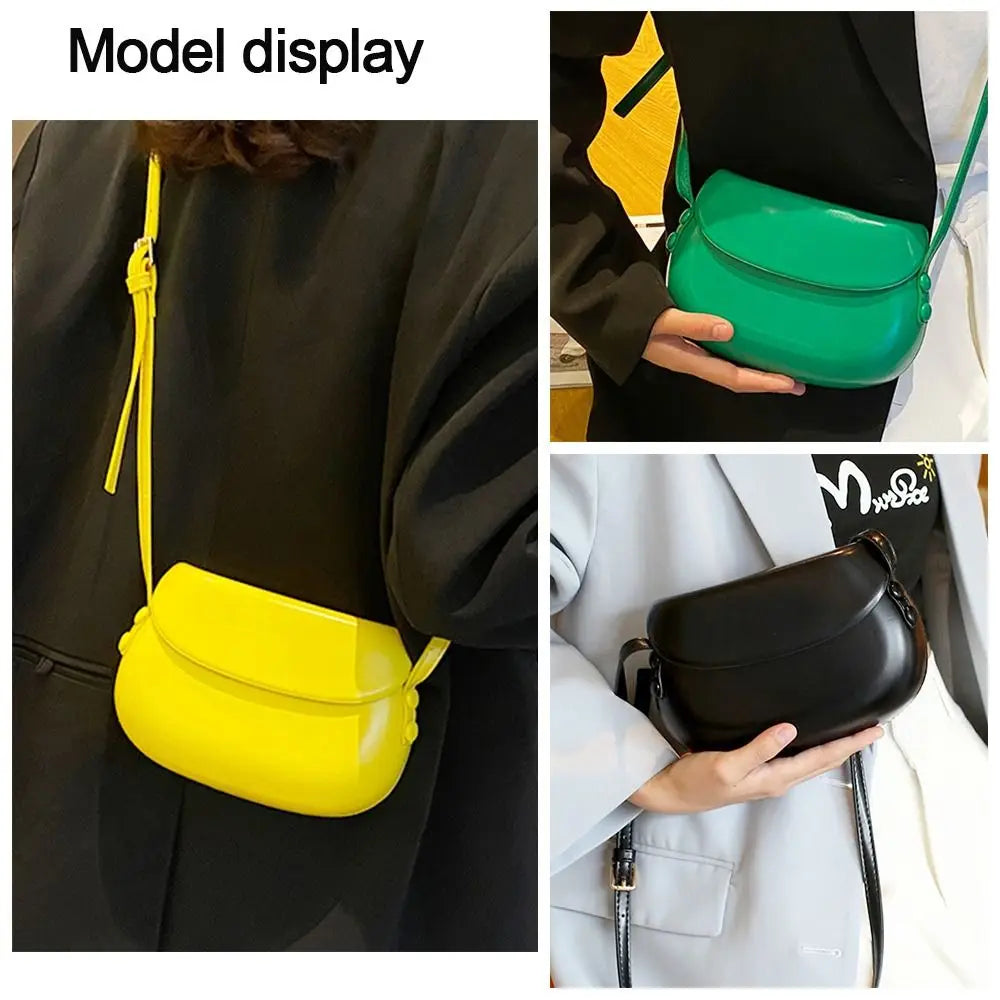 PU Leather Women Crossbody Bag Fashion Luxury Purse Sling Bags Saddle Shoulder Bag Candy Color Girl Messenger Bags