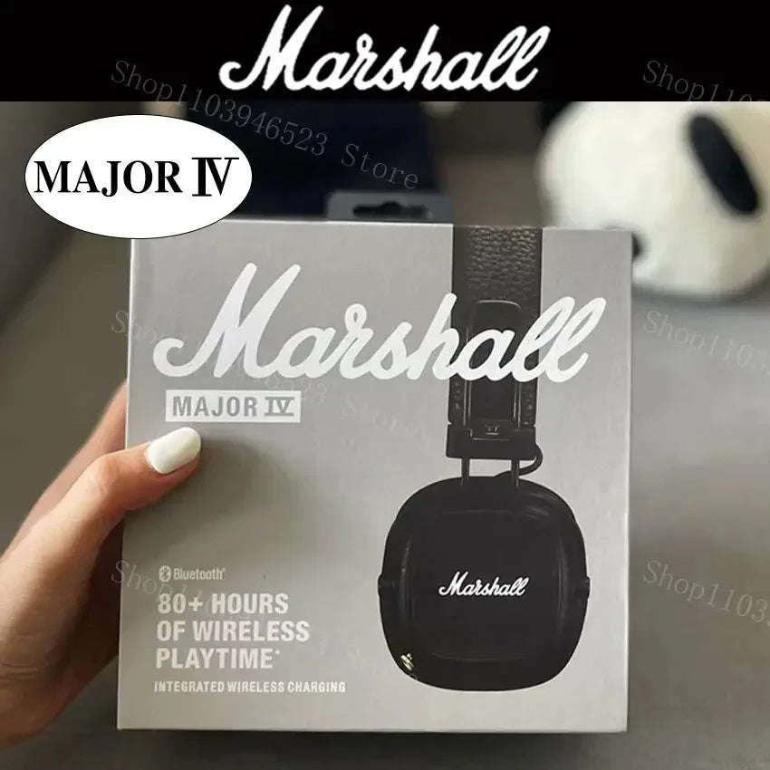 Casque Bluetooth Marshall Major IV 4, basses profondes, design ergonomique, plus de 80 heures d'autonomie, casque de sport pliable sans fil