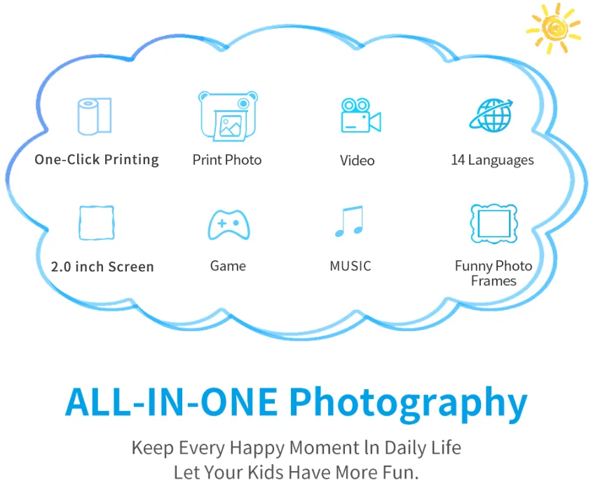 Kids Camera Instant Print Christmas Birthday Gifts for 3-12 Year Old Boys Girls Toys for Kids Age 3-10 with 3 Rolls Print Paper