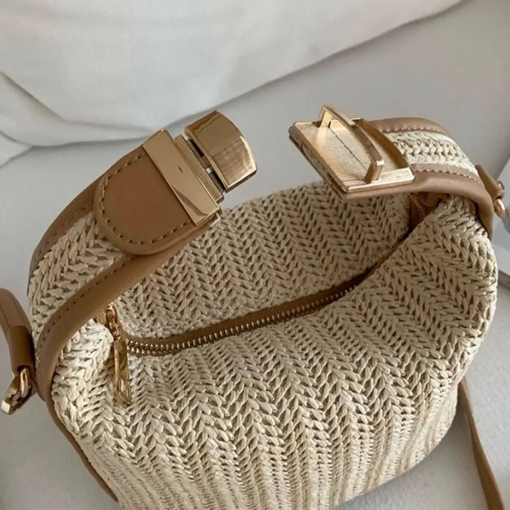 Straw Crossbody Bag For Women New Bohemian Small Knitting Summer Purse And Handbag Vacational Bucket Beach Bags