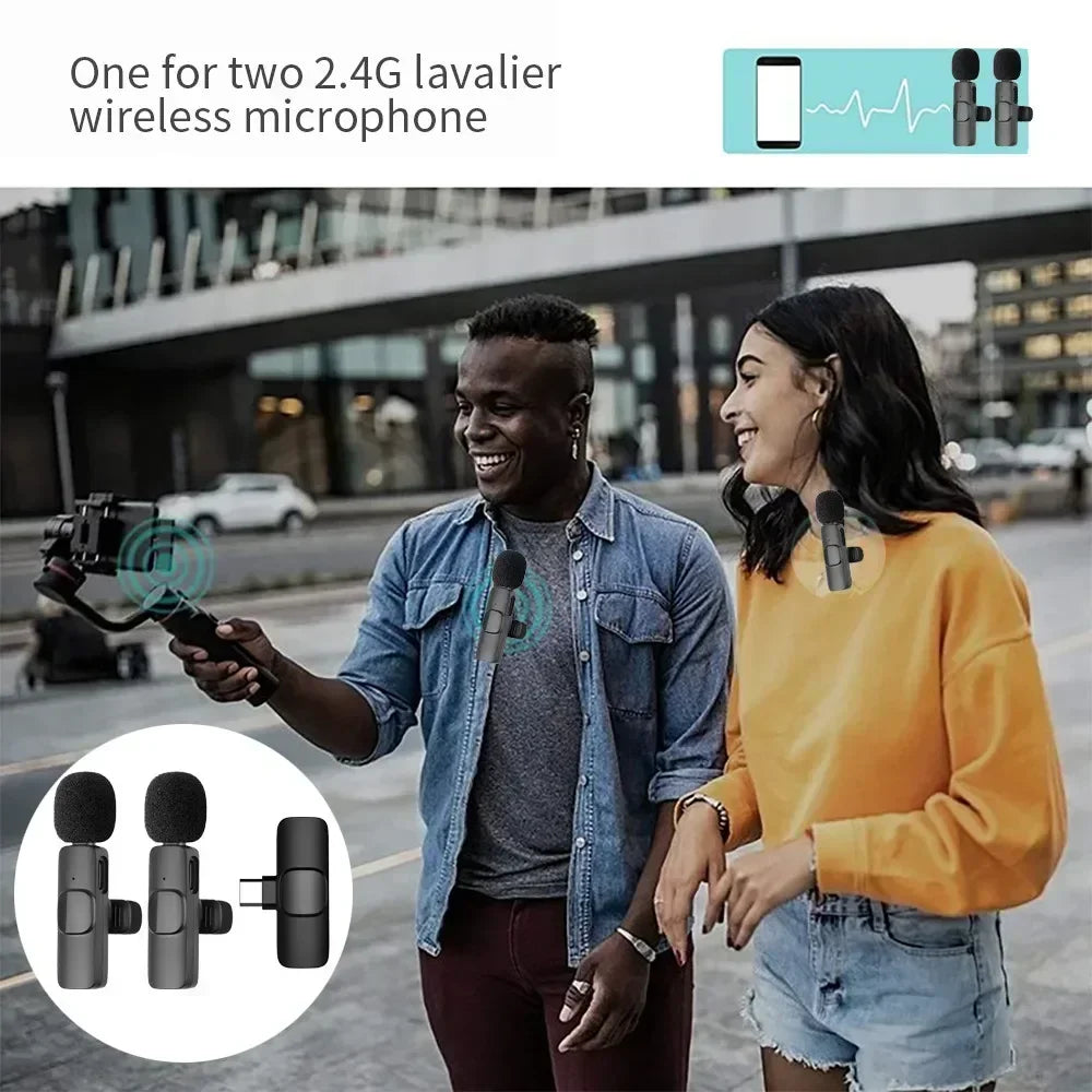 Portable Wireless Lavalier Microphone for Live Streaming/YouTube/TikTok/Facebook Live Noise Reduction Mic For iPhone/Android
