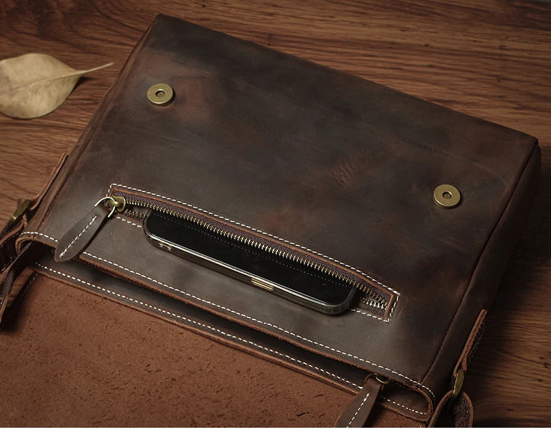 Sac à bandoulière NUKA en cuir véritable pour homme, style rétro, original, en cuir de vache, horizontal, à rabat, pour iPad 11 pouces