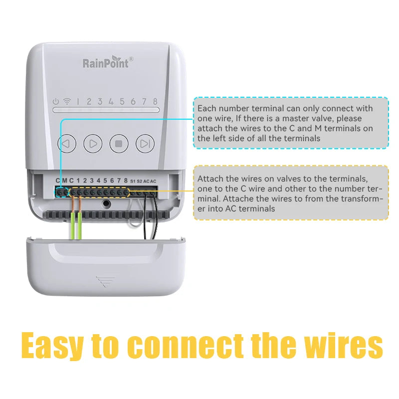 RAINPOINT 8 Zone WIFI Connect Minuterie d'arrosage Contrôleur d'irrigation de jardin Vanne d'eau Minuterie d'irrigation Système d'arrosage intelligent