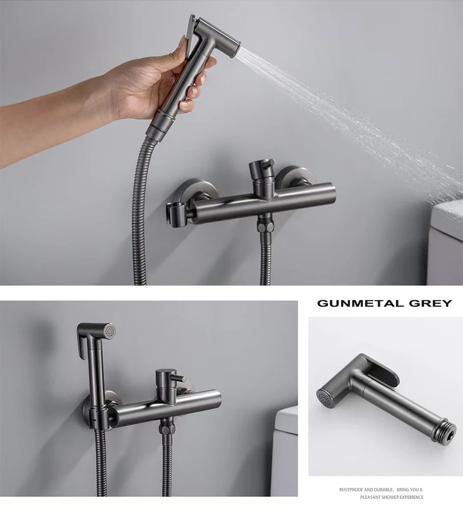 VGX Brass Bidet Faucet Set Handheld Ducha Higienica Hot Cold Toilet Crane Women Washer Bathroom Shattaf Sprayer Hygienic Shower