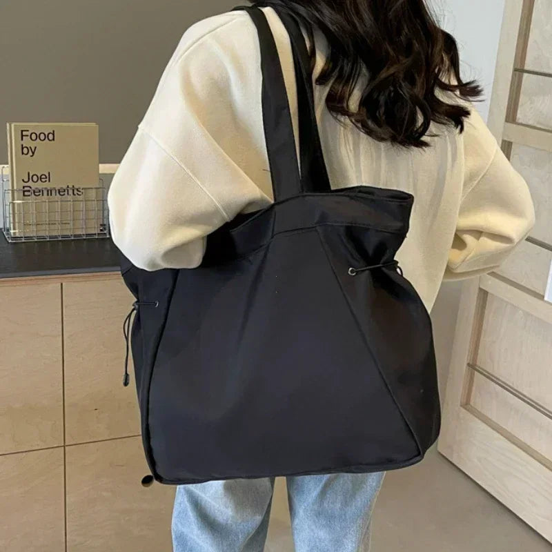 Sac fourre-tout décontracté de grande capacité, sac de voyage simple pour femme, grand sac à bandoulière, sacs à main esthétiques, sac fourre-tout à cordon
