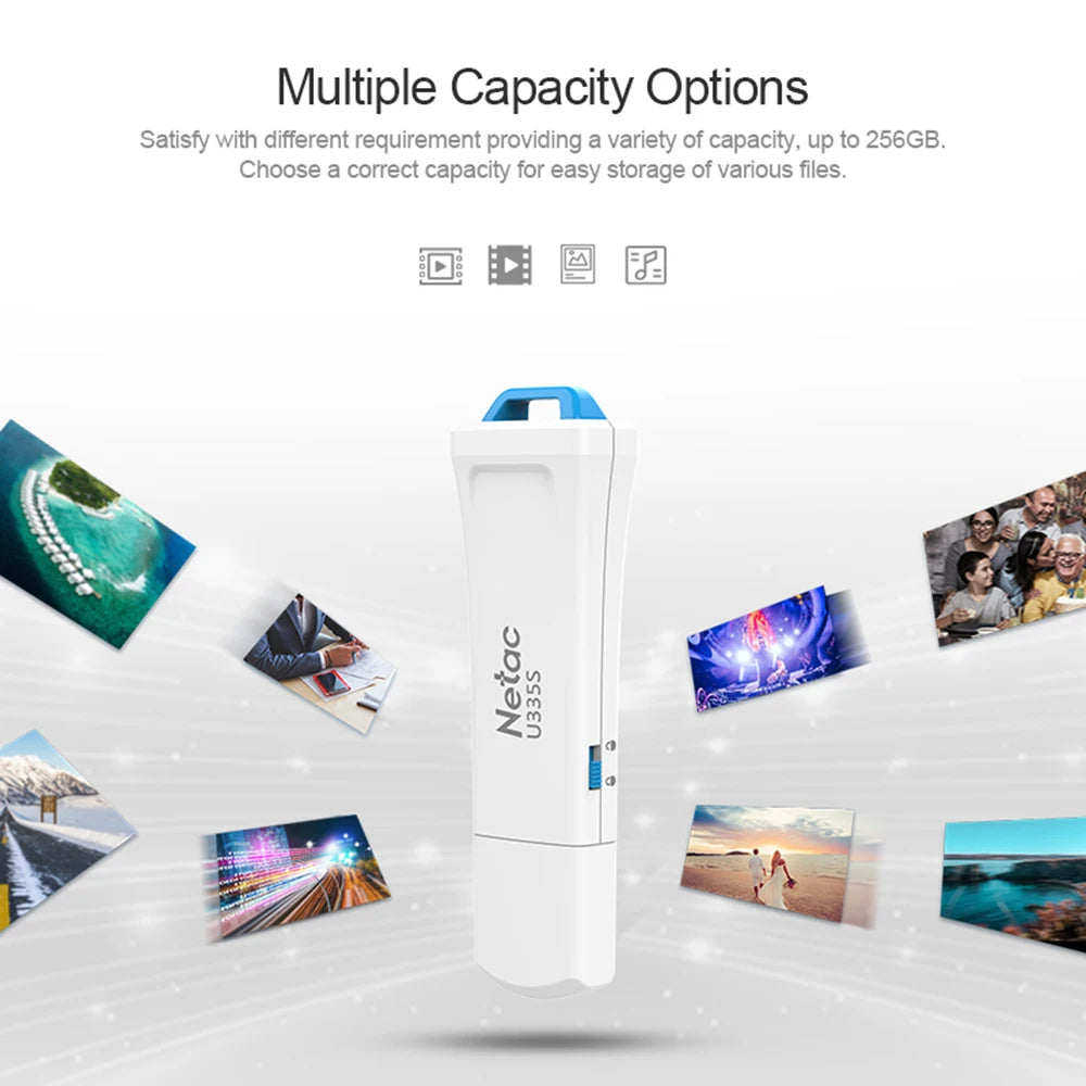 Clé USB 3.0 originale Netac, protection en écriture, 64 Go, 90 Mo/s, pour téléphone, TV, ordinateur portable, mémoire uniquement, disque U335S