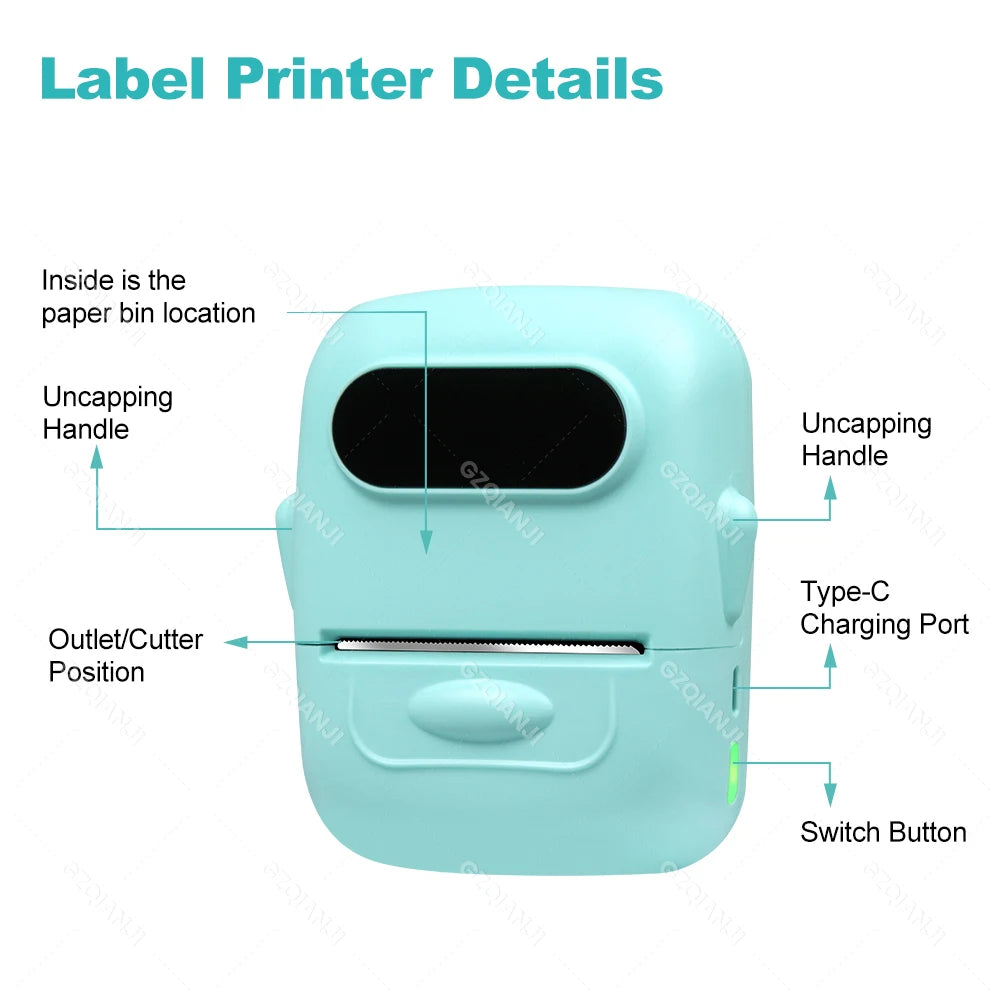 Marklife P50 Bluetooth Thermal Label Printer Barcode Sticker Paper Printer Self-adhesive Label Maker Labeling Portable Machine