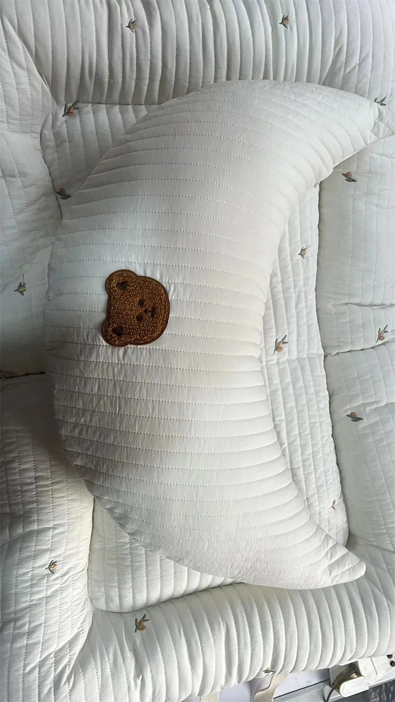 Coussin d'allaitement pour nouveau-né, coussin brodé pour bébé, coussin de lune en pur coton, oreiller de lit pour enfant, amovible et lavable
