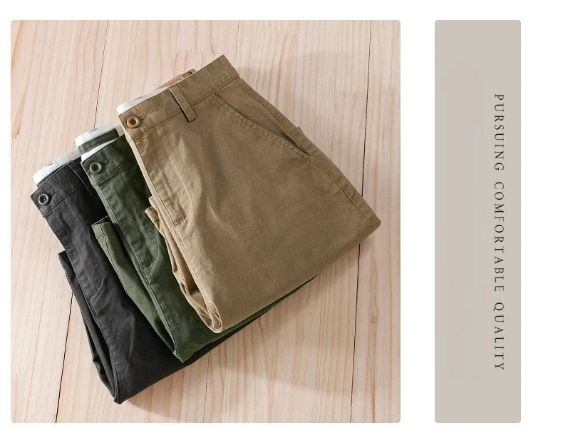 2025 Summer New Casual Cargo Cotton Shorts for Men Clothing Straight Big Pockets Solid Color Summer Pants FY7701