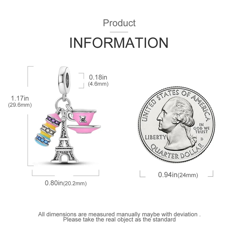 925 Sterling Silver Spots Series Charm Eiffel Tower Egypt Charms Pendant Fit MULA Original Sliver Bracelets DIY Jewelry Gifts