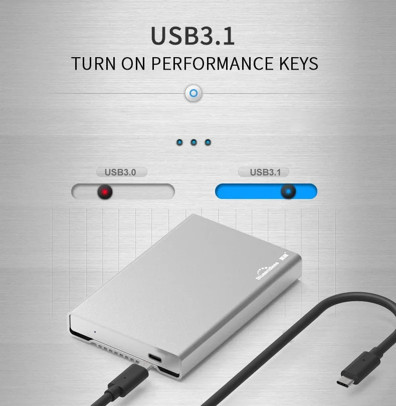 Blueendlless Aluminum Hdd Enclosure 2.5" Mobile Hard Disk Case Type-c Sata USB 3.1 Caddy All Metal Case Notebook External hdd bo