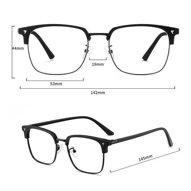 Lunettes anti-lumière bleue pour hommes et femmes, style rétro, demi-monture, optique, vintage, carrées, anti-radiations