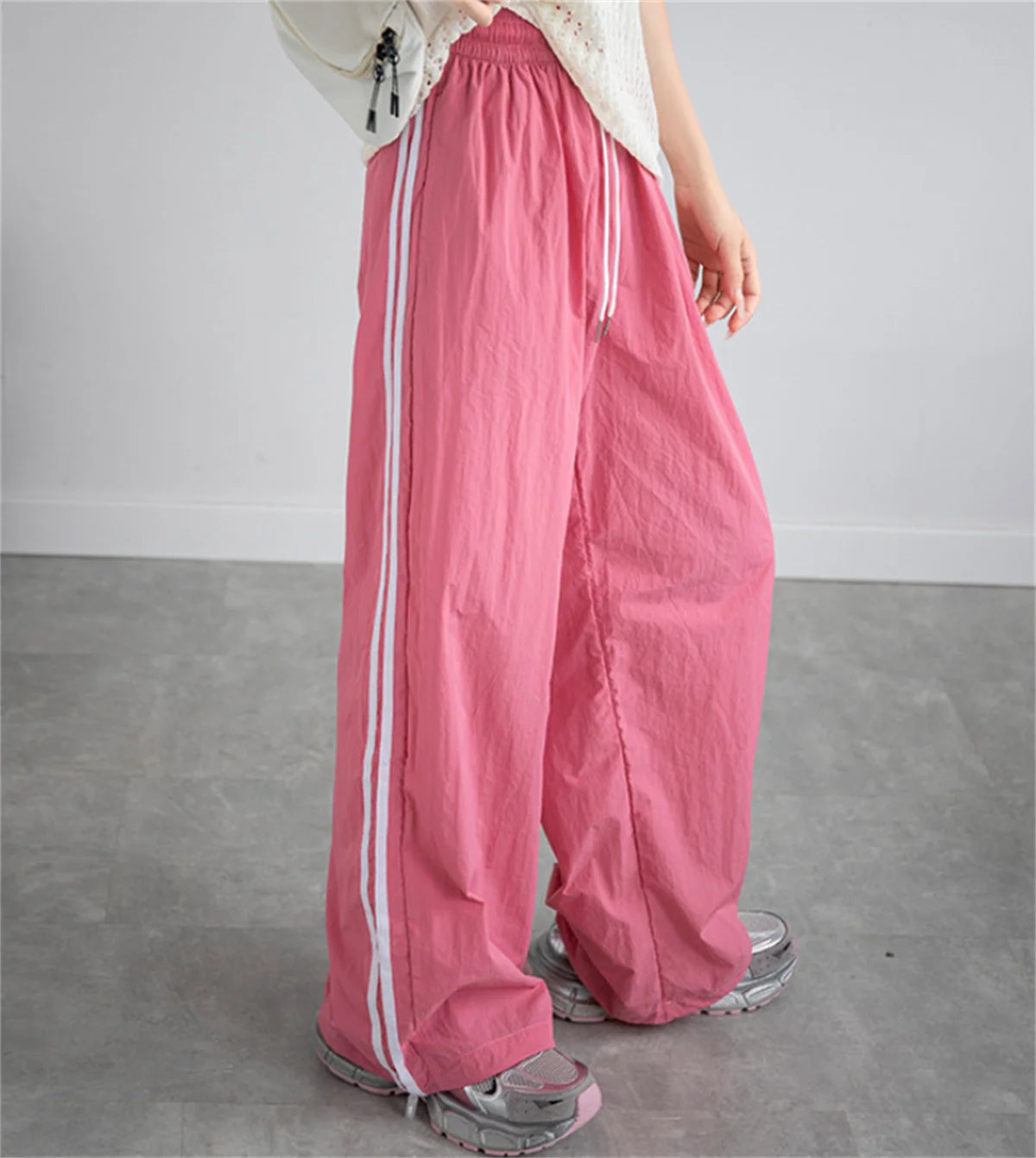 Pantalon ample taille haute pour femme, style streetwear, style hip-hop, décontracté, avec cordon de serrage, collection 2025