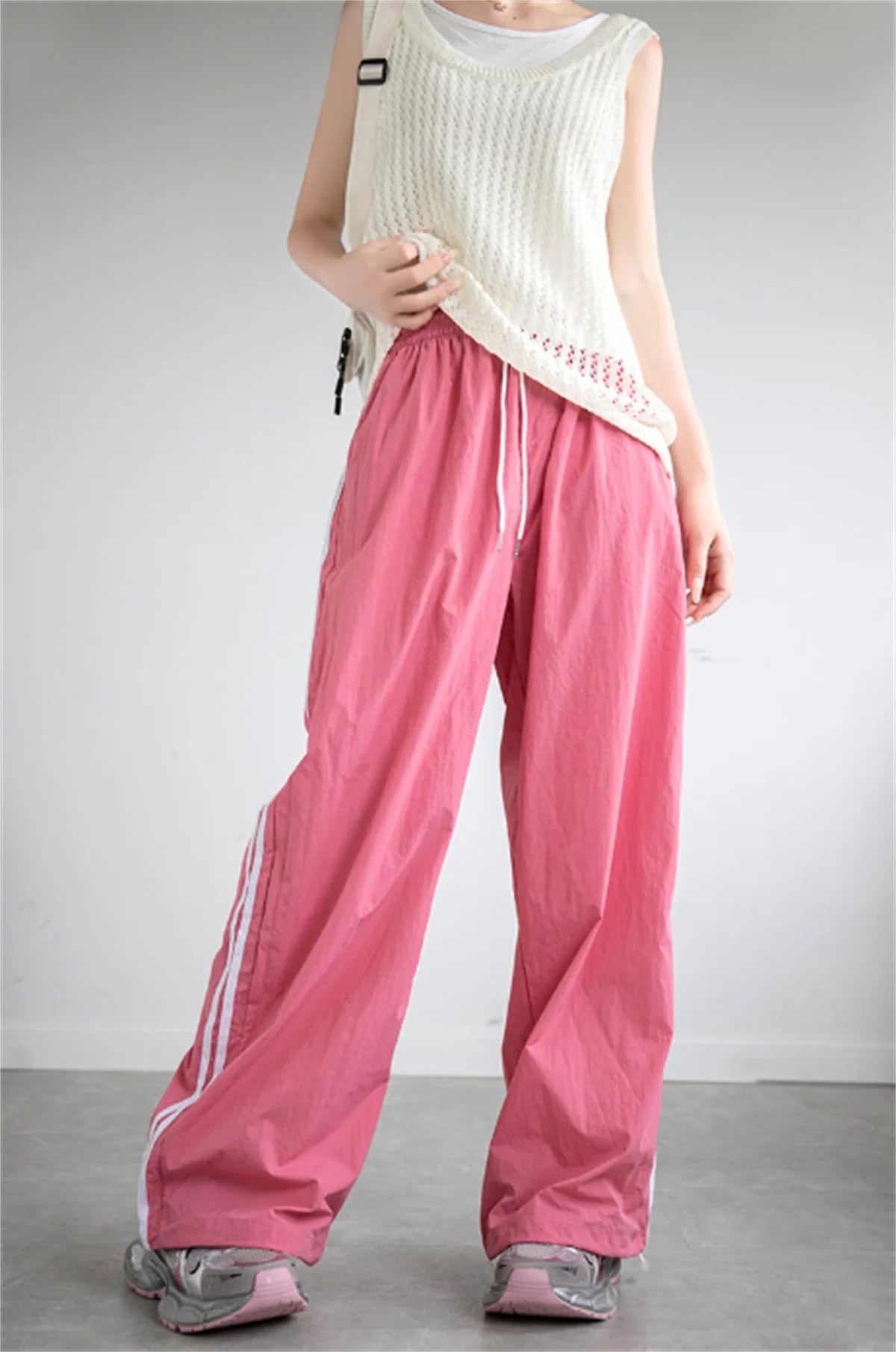 Pantalon ample taille haute pour femme, style streetwear, style hip-hop, décontracté, avec cordon de serrage, collection 2025