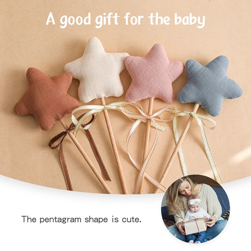 1PC Baby Wooden Star Magic Wand Rattle Play Gym Teether Toy Newborn Birthday Party Photography Prop Montessori Toys For Kid Gift
