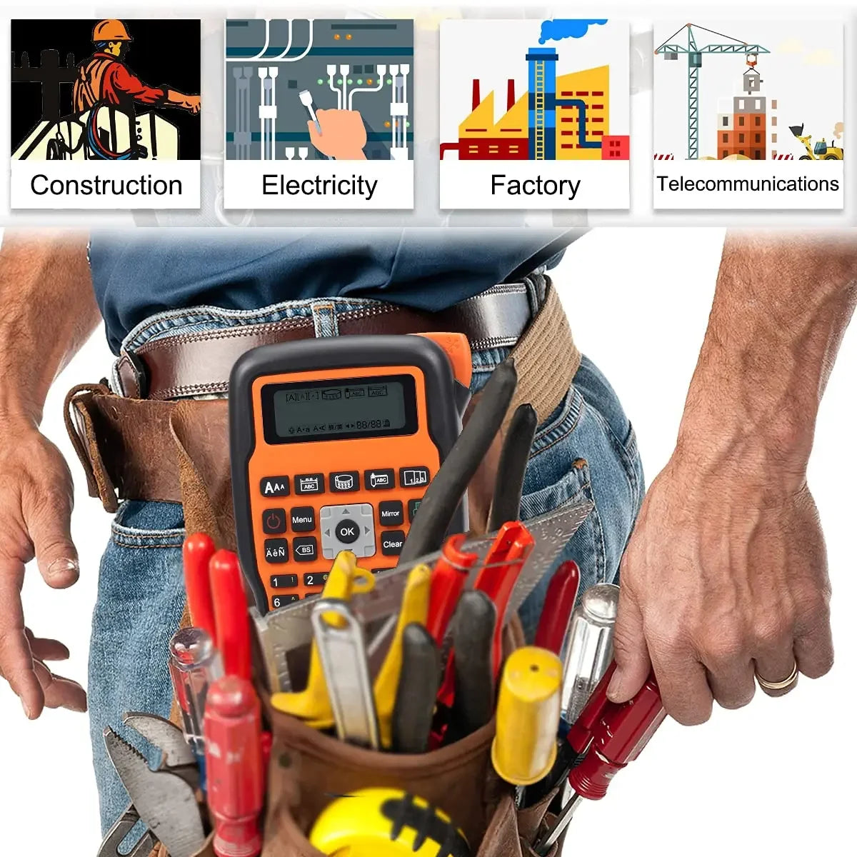 Imprimante portable E1000 Pro, étiqueteuse portable pour travaux d'étiquetage industriel, compatible avec le ruban d'étiquettes Brother TZe-231