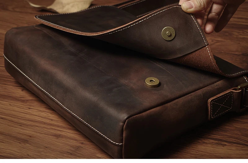 Sac à bandoulière NUKA en cuir véritable pour homme, style rétro, original, en cuir de vache, horizontal, à rabat, pour iPad 11 pouces