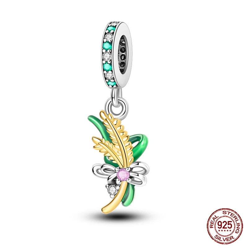 New 925 Sterling Silver Luminous Elf Blue Purple Butterfly Moon Life Tree Charms Beads Fit Pandach Original Bracelet DIY Jewelry