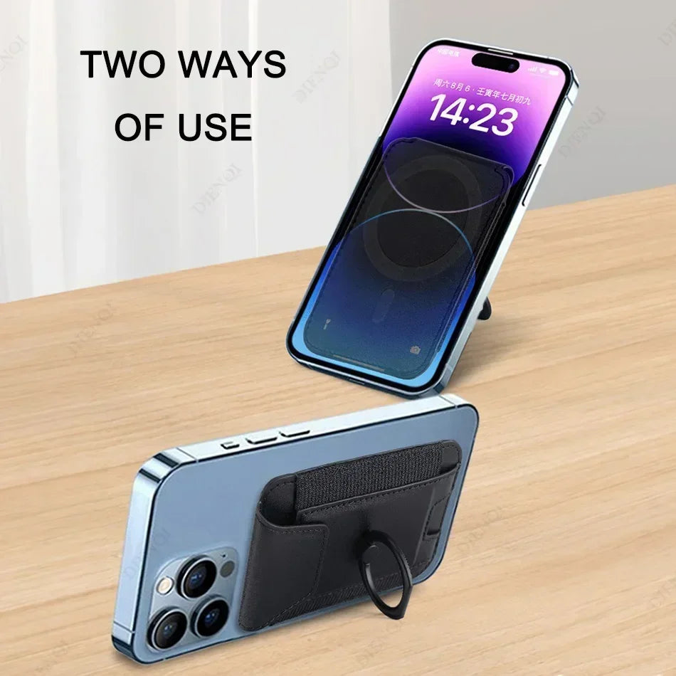 Magsafe Phone Wallet Card Holder with Ring Stand Flap Cover Pu Leather Wallet Magnetic Phone Case for Iphone 12 13 14 15 16 Pro