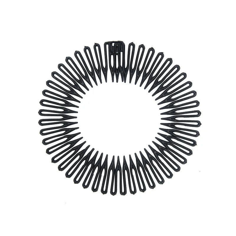 2pcs Rhinestone Plastic Full Circle Stretch Diamond Flexible Comb Teeth Headband Hair Band Clip Face Wash Fixed Hair Accessories