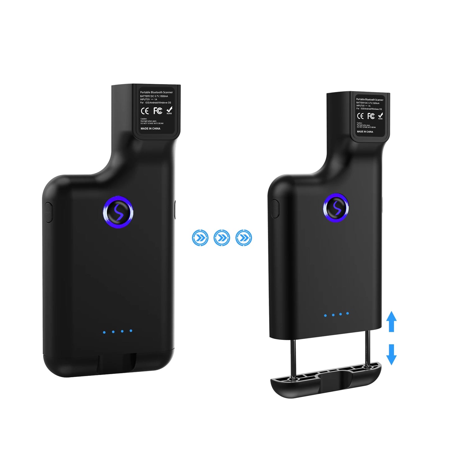 Scanner de codes-barres 2D portable sans fil JEESTON BX75, scanner mobile à clipser pour smartphones