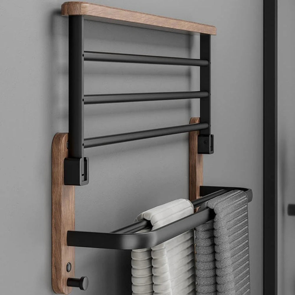 Nordic solid wood Light Luxury Towel Rack Bathroom Towel Shelf Perforated Wall Mounted Towel shelves Bathroom Accessories