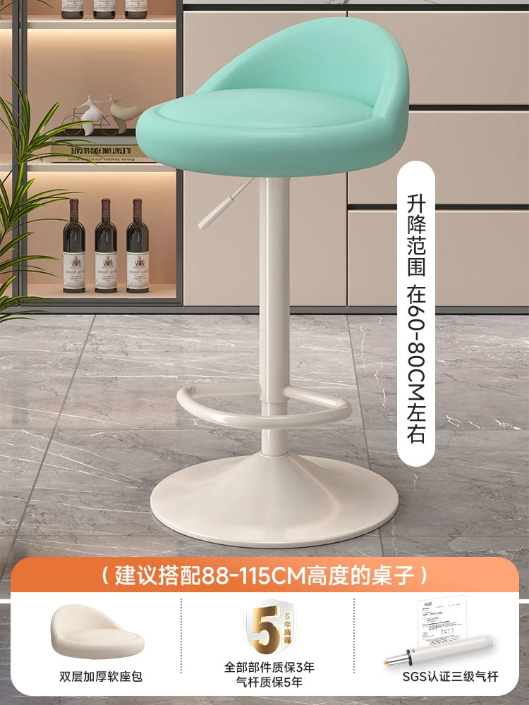 Minimalist Modern Home Elevated Foot Stool Adjustable Backrest Seat Creamy Milk Tea Shop Dining Stool Kitchen Island Seat