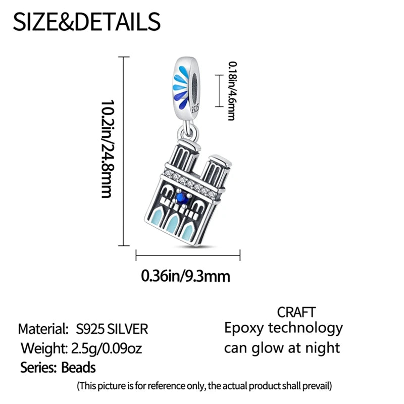 925 Sterling Silver Spots Series Charm Eiffel Tower Egypt Charms Pendant Fit MULA Original Sliver Bracelets DIY Jewelry Gifts