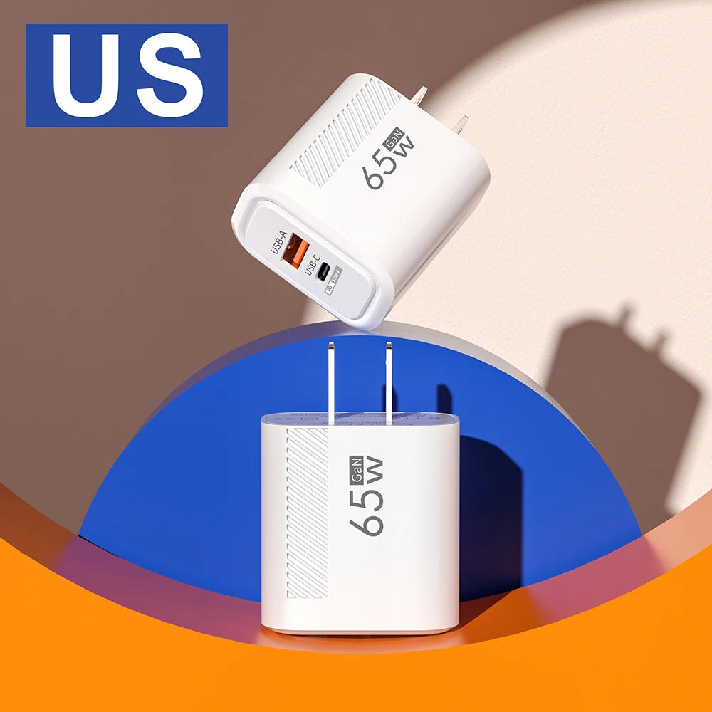 GaN 65W USB Type C Charger Fast Charging Mobile Phone Adapter Quick Charger For Samsung S23 Ultra Xiaomi 13 Huawei iPhone 14 13