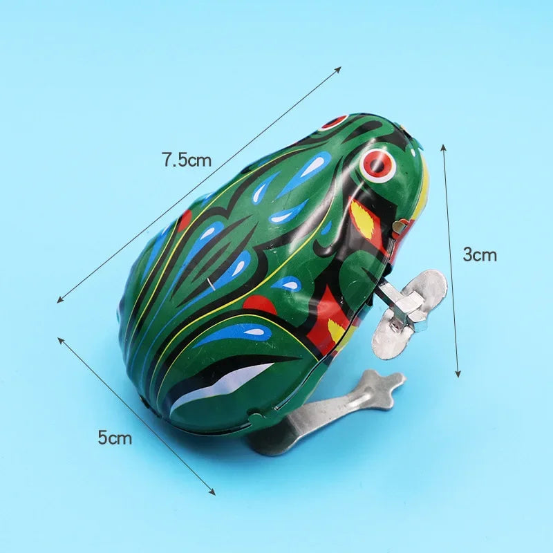 Classic collection Retro Clockwork Wind up Metal Walking Jumping leapfrog Jump frog robot Mechanical toys baby christmas gift
