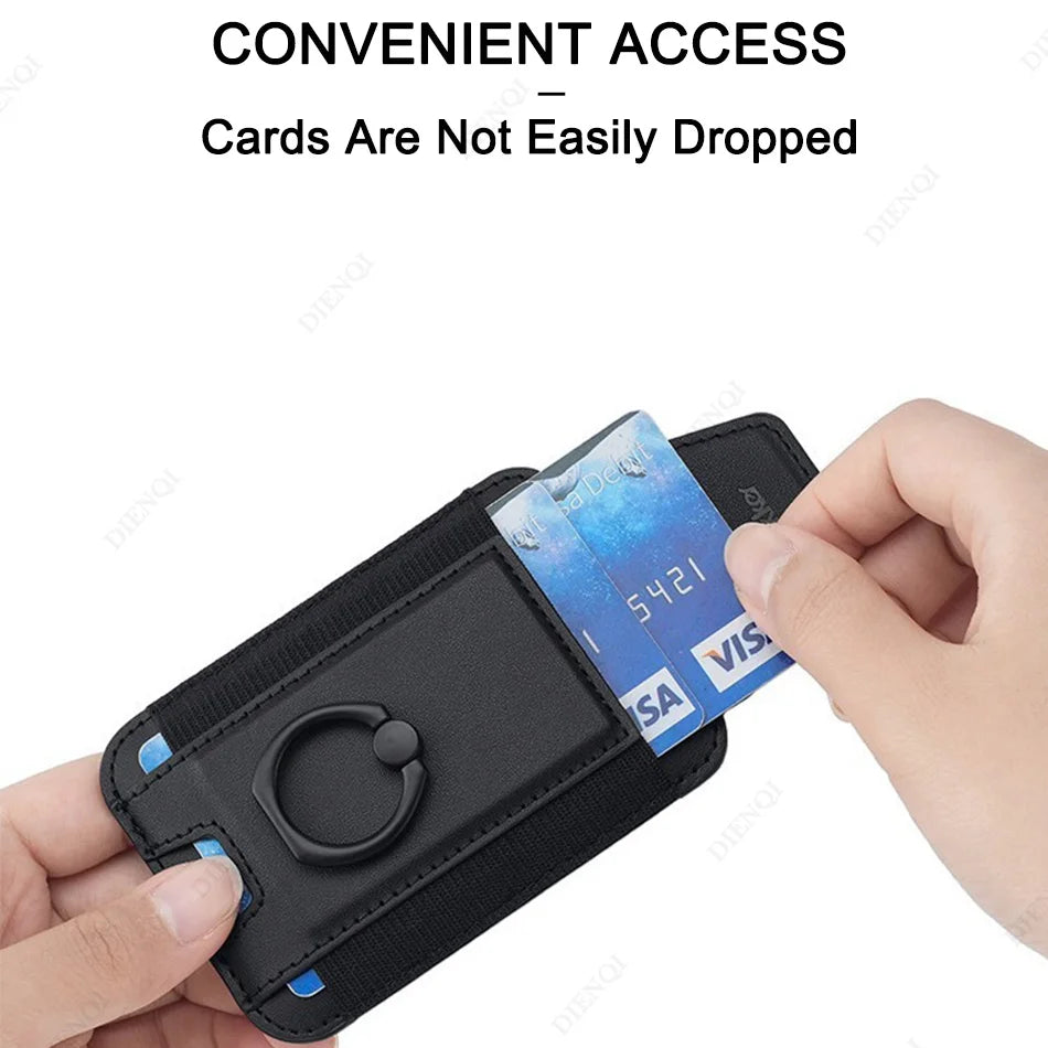 Magsafe Phone Wallet Card Holder with Ring Stand Flap Cover Pu Leather Wallet Magnetic Phone Case for Iphone 12 13 14 15 16 Pro
