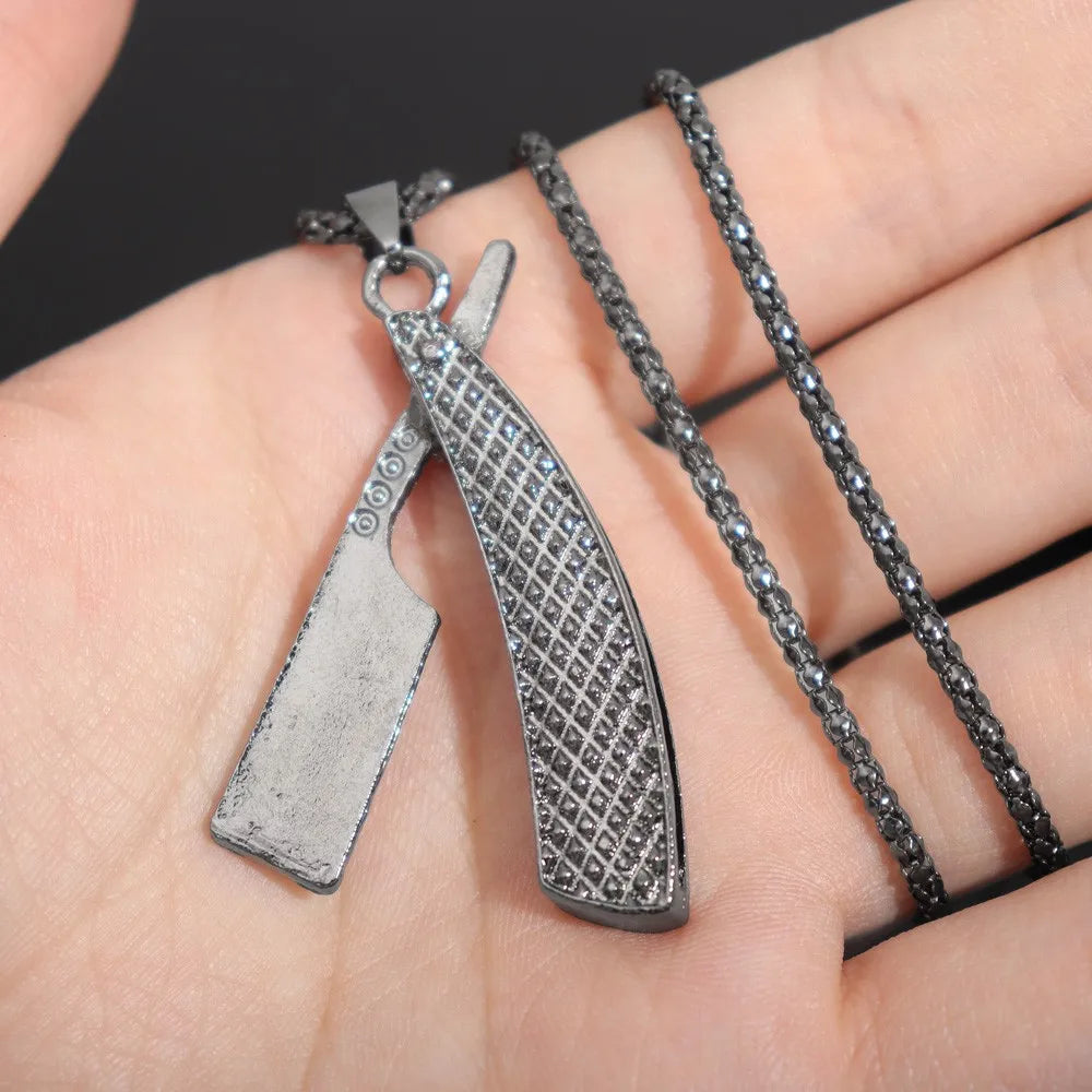 Alloy Razor Personality Men Necklace Barber Shaver Shape Pendant Temperament Jewelry Fashion Accessories