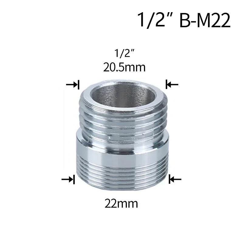 Water Faucet Coupler 1/2 To M16 M18 M20 M22 M24 M28 M32 Thread Connector Conversion Tap Adapter Fitting Bubbler Kitchen Bathroom