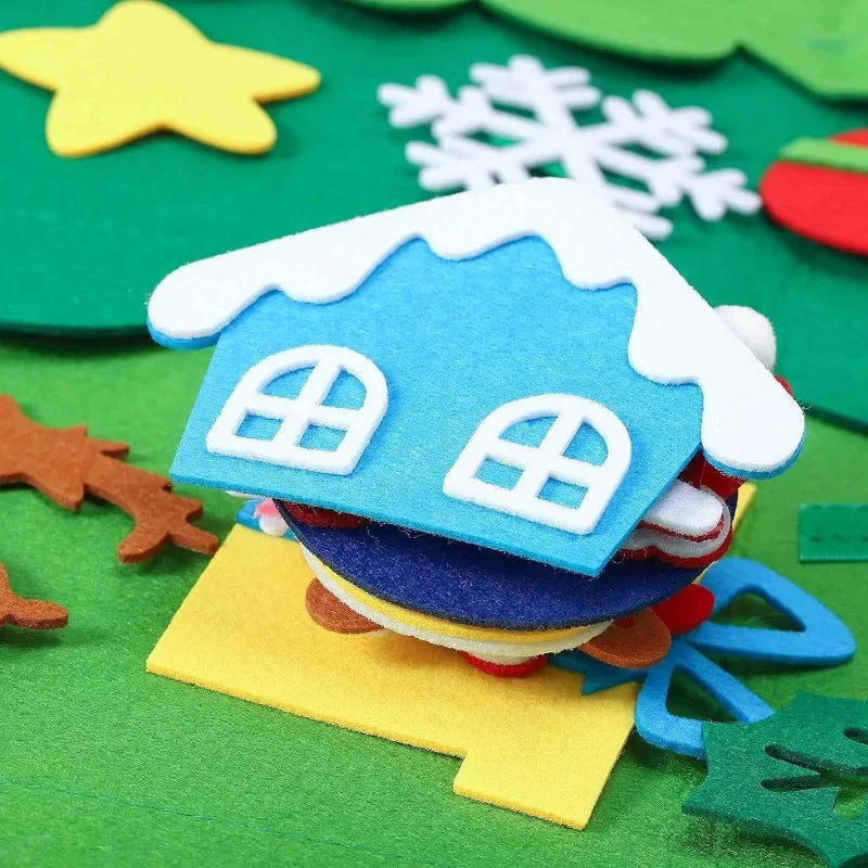 Felt Christmas Tree Gifts for Toddlers Kids with Led String Light, 3.2ft Wall Hanging DIY Xmas Tree 32 Ornaments Home Decoration