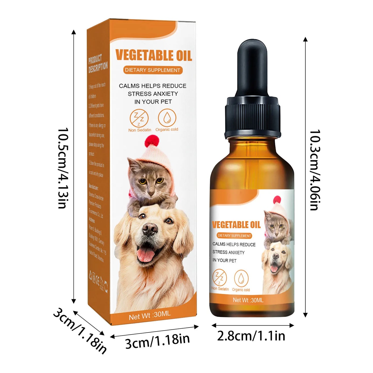 30ml Calming Oil For Dog Calming Drop Pet Stress Relief Blend Oil For Dogs Cats Anxiety-Free Experience Skin Health Pet Supplies