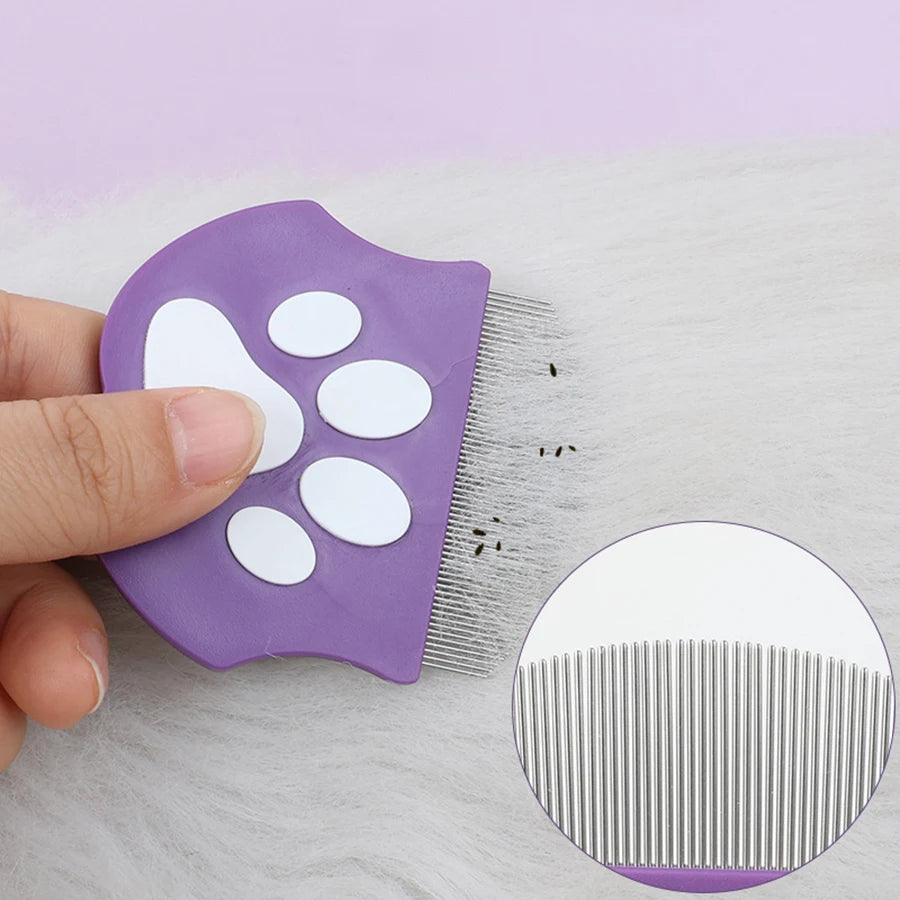 Peigne de toilettage pour animaux de compagnie - Peigne anti-puces pour chats et chiens, design incurvé pour le visage et le corps, mini brosse démêlante pour animaux de compagnie