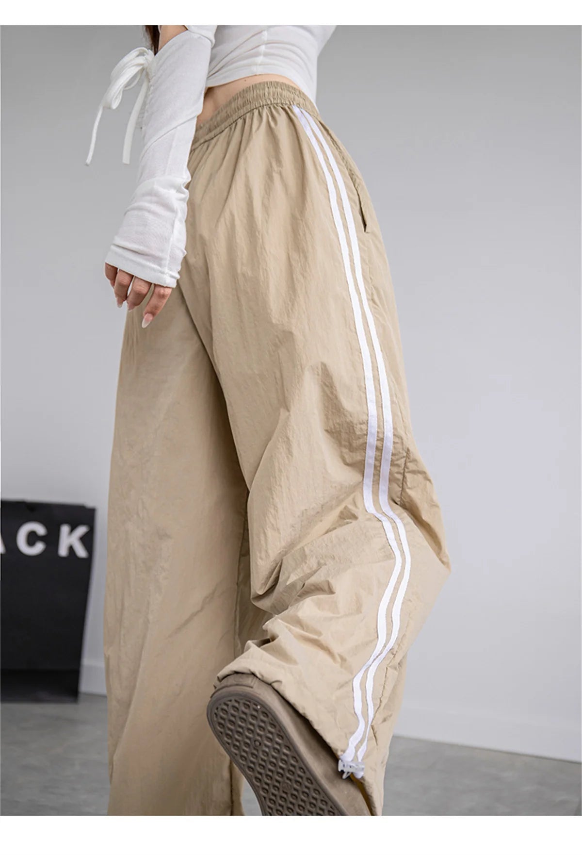 Pantalon ample taille haute pour femme, style streetwear, style hip-hop, décontracté, avec cordon de serrage, collection 2025
