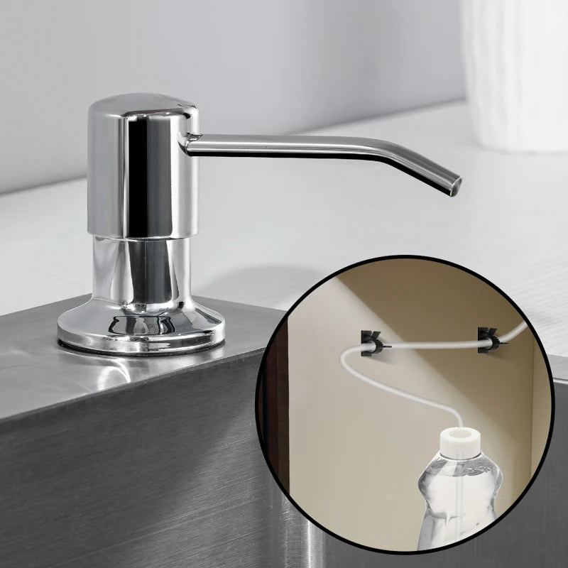 Stainless Steel Soap Dispenser Extension Tube Kit Kitchen Sink Liquid Soap Dispenser Bathroom Lotion Detergent Hand Press Pumps