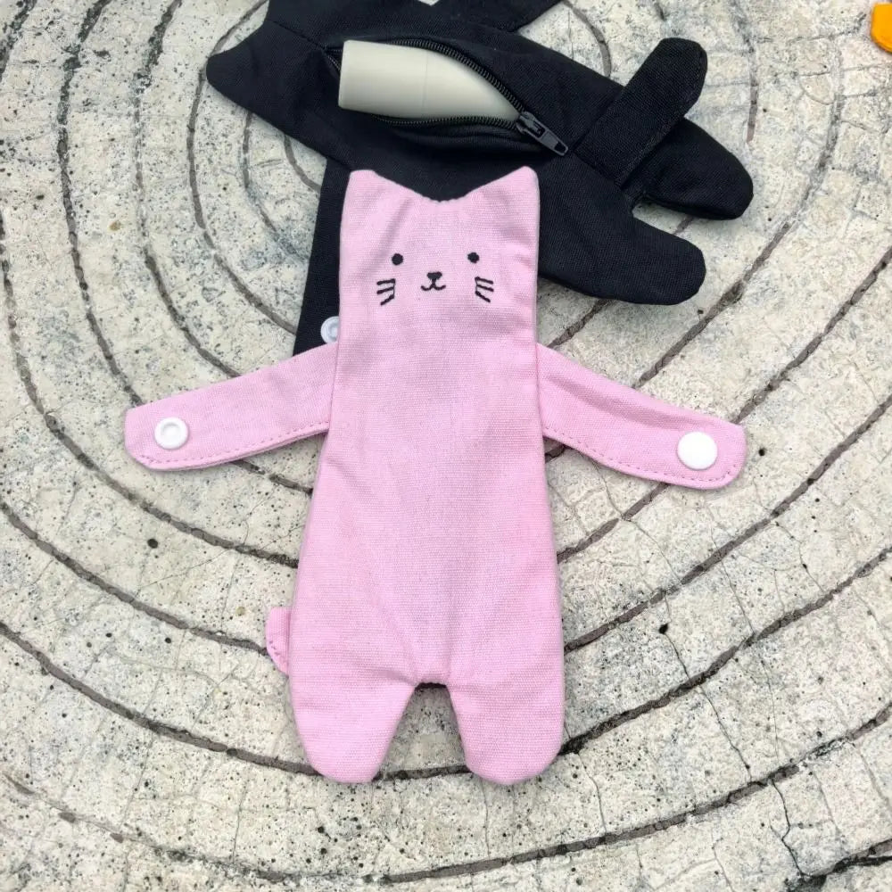 Canvas Cartoon Cat Coin Purse Zipper Closure Anti Loss Zippered Mini Wallet Snap Button Decorative Small Change Pouch Daily Use