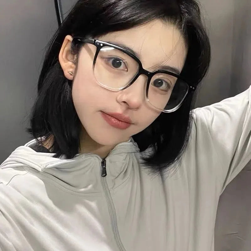 Monture de lunettes anti-lumière bleue tendance et tendance avec verres plats dégradés en bois pour femmes