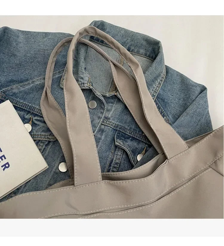 Sac fourre-tout décontracté de grande capacité, sac de voyage simple pour femme, grand sac à bandoulière, sacs à main esthétiques, sac fourre-tout à cordon