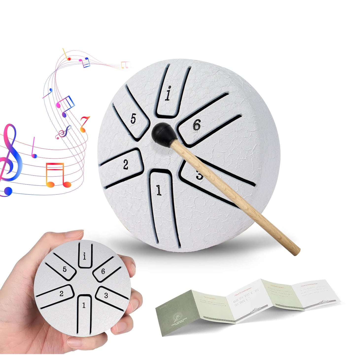 DOZZLY Ethereal Drum Steel Tongue Drum Carillon de pluie Handpan 3 pouces 6 notes Mini instrument de musique pour jardin extérieur