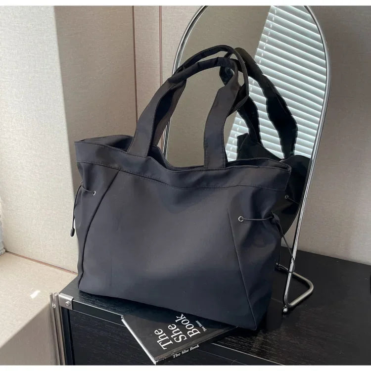 Sac fourre-tout décontracté de grande capacité, sac de voyage simple pour femme, grand sac à bandoulière, sacs à main esthétiques, sac fourre-tout à cordon
