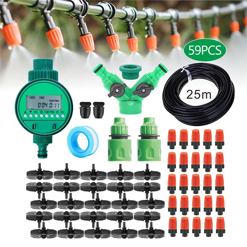 Minuterie d'arrosage avec écran LCD, système d'arrosage automatique de jardin, système d'irrigation goutte à goutte
