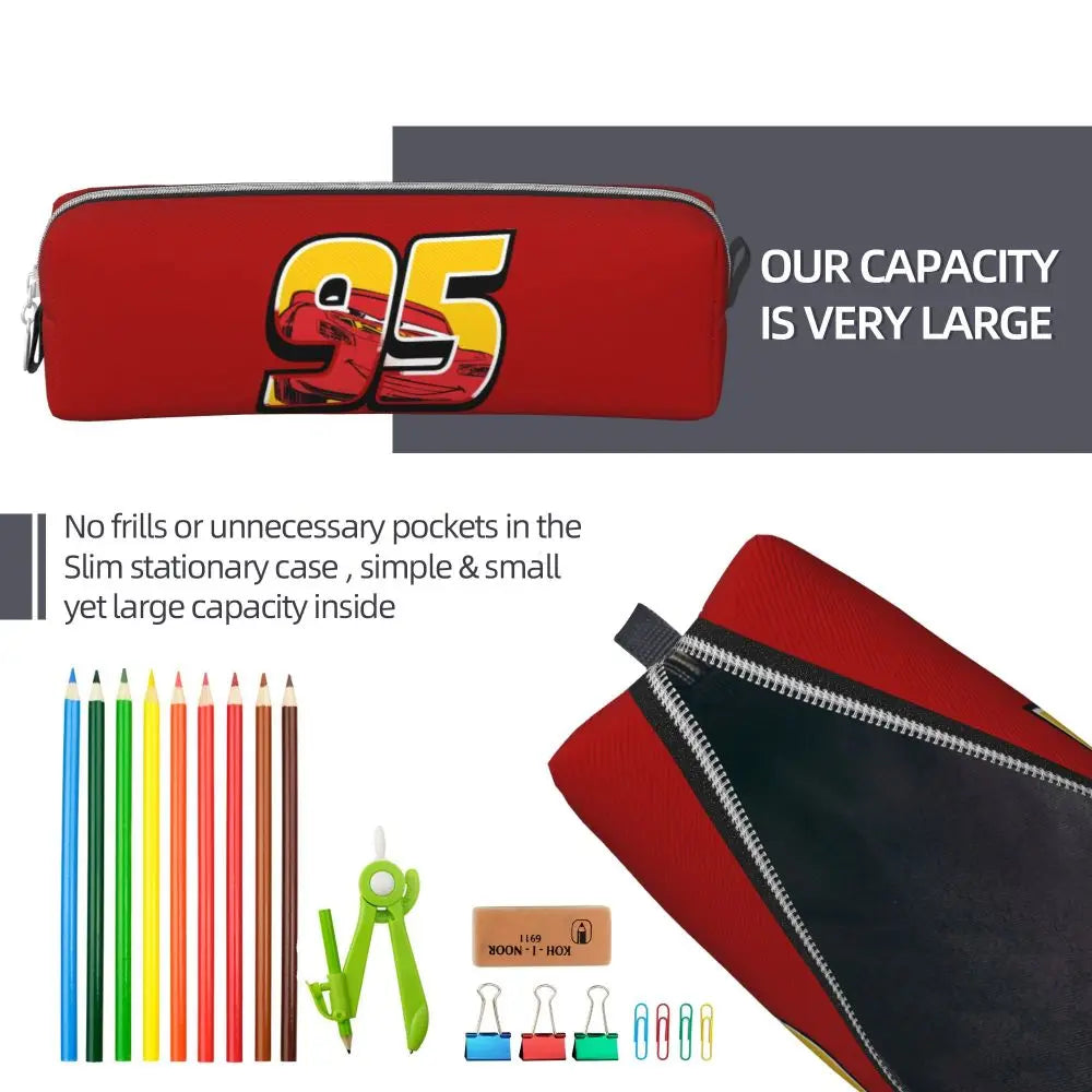 Trousses à crayons courtes personnalisées à gros visage, voitures neuves, Lightning McQueen, trousses à crayons, stylos, sacs pour enfants, fournitures scolaires, papeterie à fermeture éclair