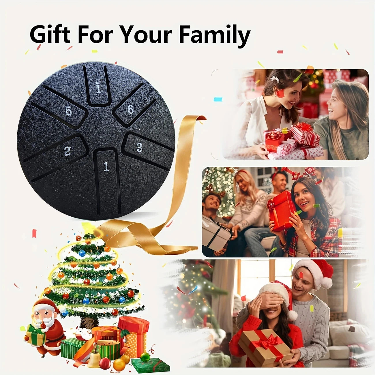 DOZZLY Ethereal Drum Steel Tongue Drum Carillon de pluie Handpan 3 pouces 6 notes Mini instrument de musique pour jardin extérieur