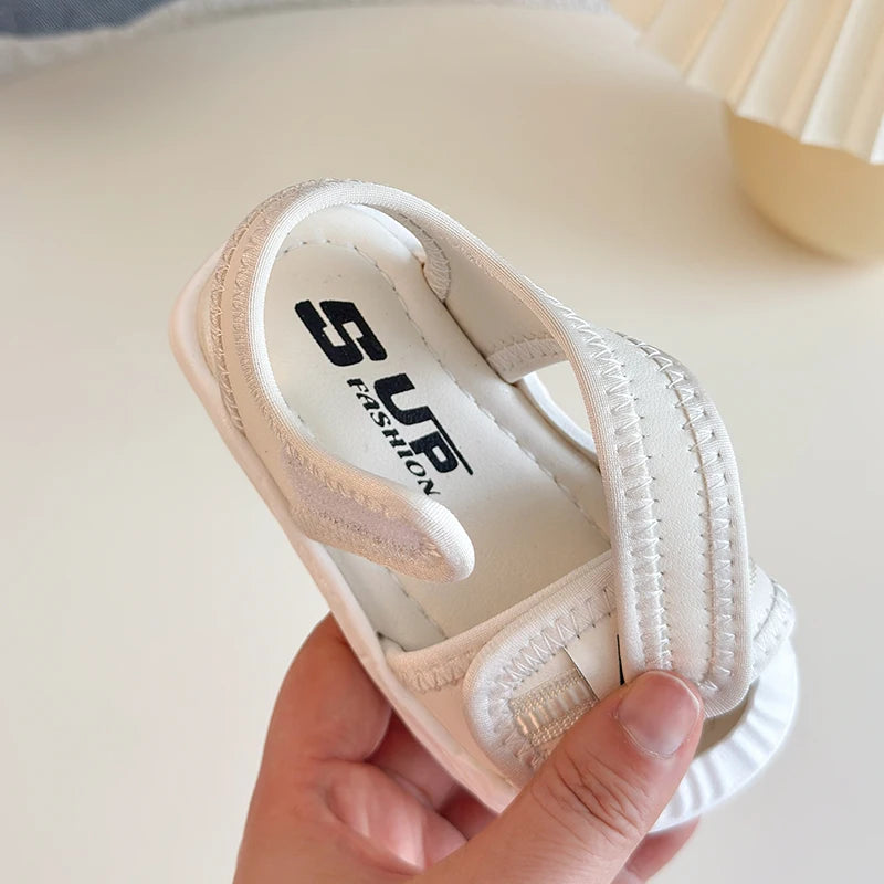 Sandales d'été antidérapantes pour bébés filles et garçons, chaussures plates à bout fermé pour tout-petits, chaussures de berceau, sandales d'extérieur pour nourrissons et enfants
