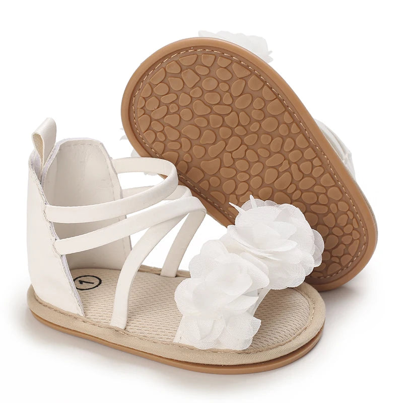 Girls' Sandals 2025 Summer New Children's Flower Princess Shoes Medium Large Children's Soft Bottom High Butt Roman Shoes