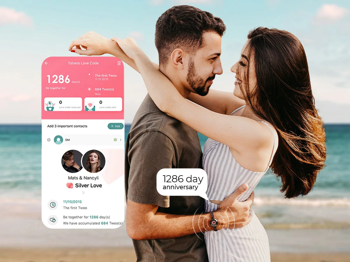 Totwoo Long Distance Relationship Touch Bracelets Couple Birthday Gift Smart Bluetooth Jewelry with App Support iOS Android