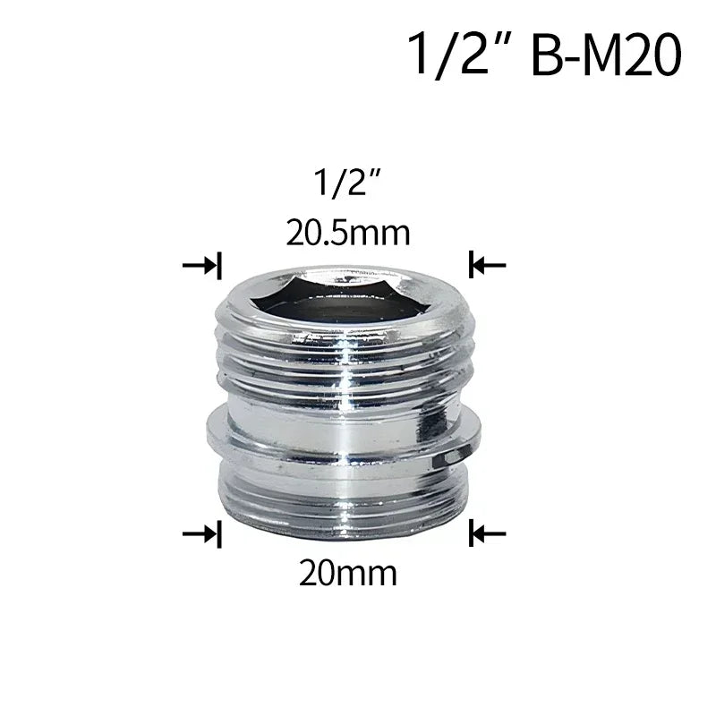 Water Faucet Coupler 1/2 To M16 M18 M20 M22 M24 M28 M32 Thread Connector Conversion Tap Adapter Fitting Bubbler Kitchen Bathroom
